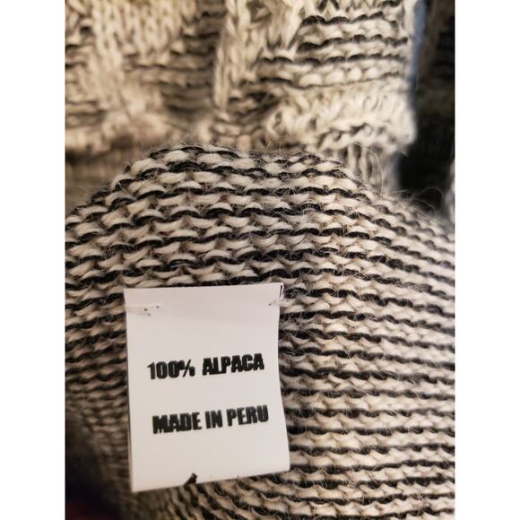 Simply Natural Peru 100% Alpaca Cardigan Sz Medium Open Front Gray Chunky Knit - Picture 11 of 13